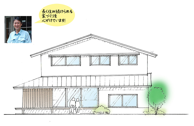 有限会社カネヒサ建築 プラン1 南側面立面図