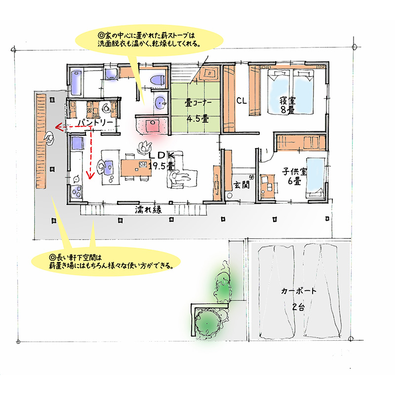 有限会社村雲建築  プラン1 平面1F