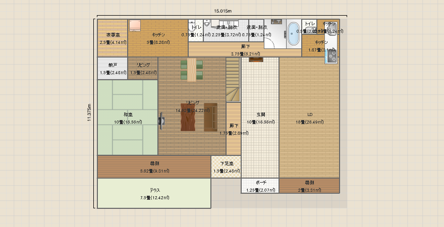 土間と薪ストーブのある二世帯住宅