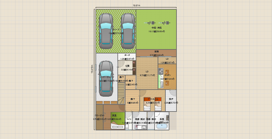 ガレージ付き2世帯住宅