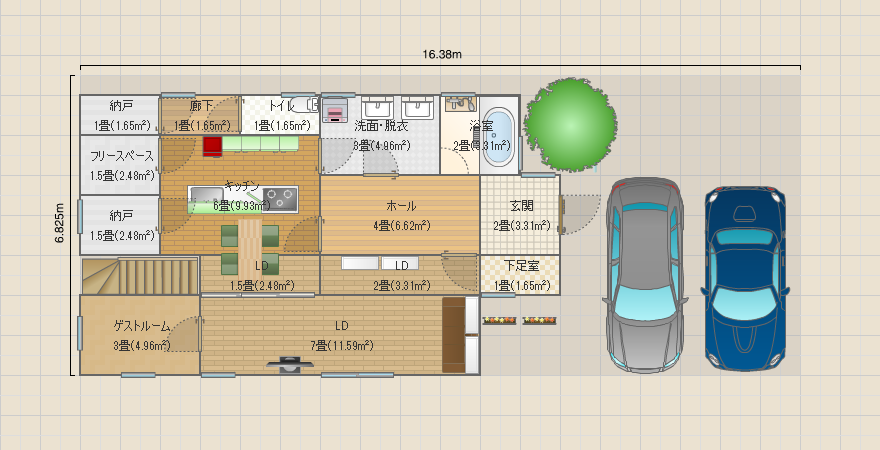 そこそこ広い玄関ホール+吹き抜け