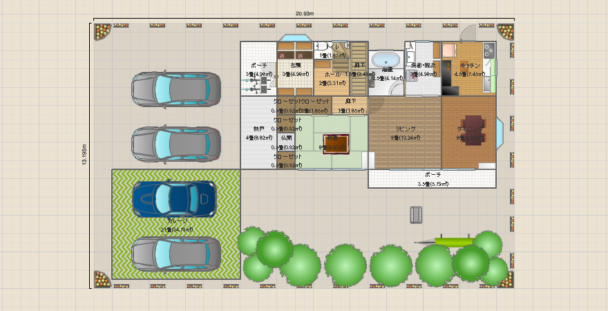 ４ＬＤＫ、土地８０坪、吹抜、書斎、４台駐車、西入り