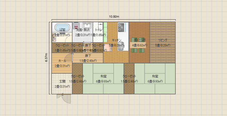 21坪 平屋 左下玄関 左上サニタリー