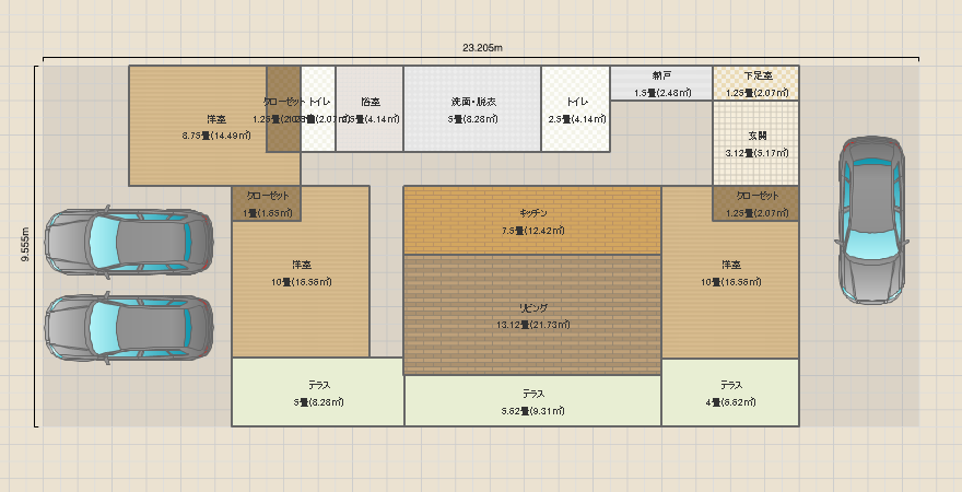平屋3LDK 2世帯