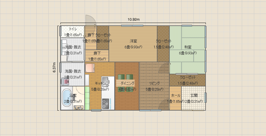21坪 平屋 右下玄関 左サニタリー