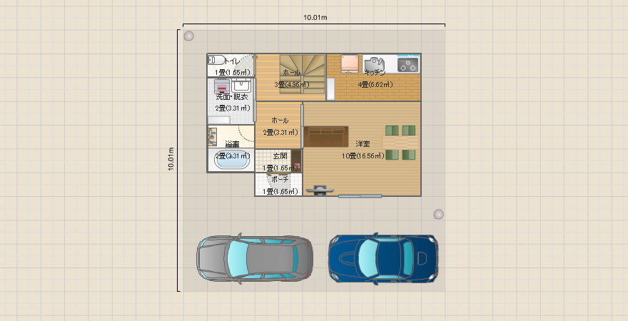 建坪25.5坪3LDK(LDK14畳・全室6畳以上&収納・土地30坪で駐車二台可)