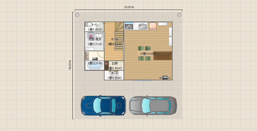 建坪25.7坪3LDK LDK15畳・全室6畳以上&収納つき 土地30坪で駐車2台可