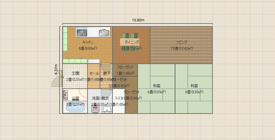 21坪 平屋 左玄関 左下サニタリー