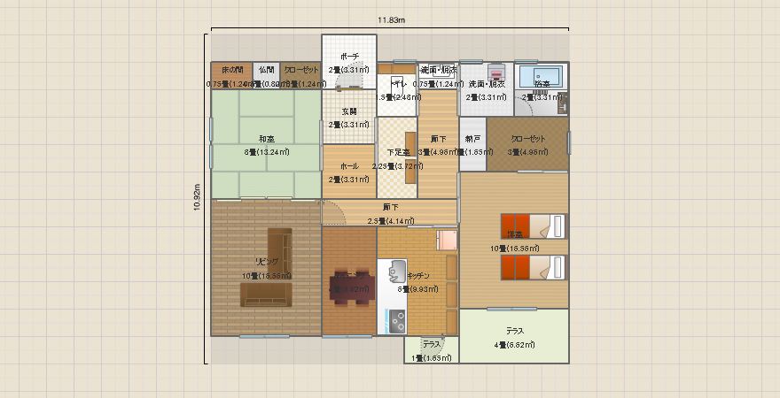 平屋 2LDK 35坪
