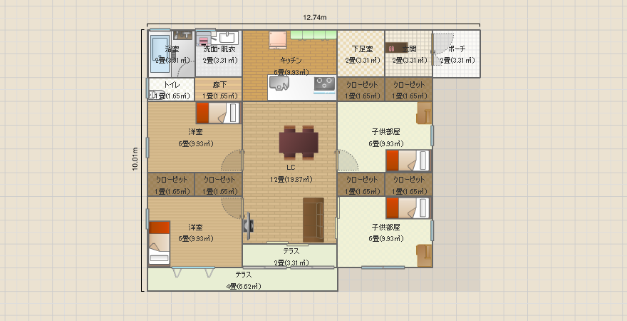 案1 平屋4LDK 33坪