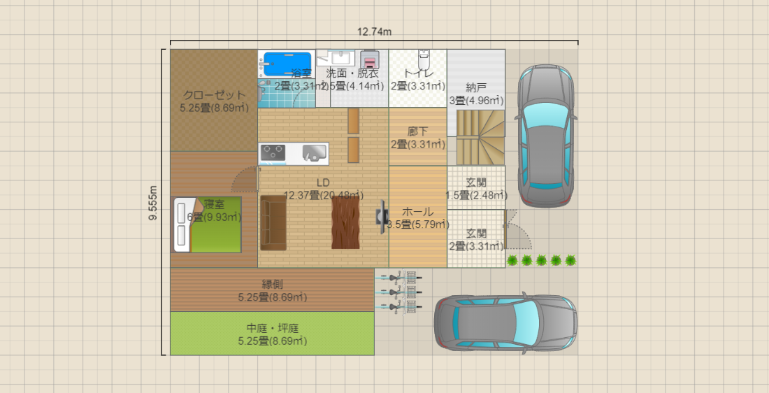 2世帯3階建2Fリビング