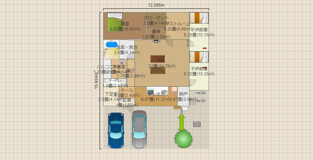 1階寝室 子供部屋 LDK広め