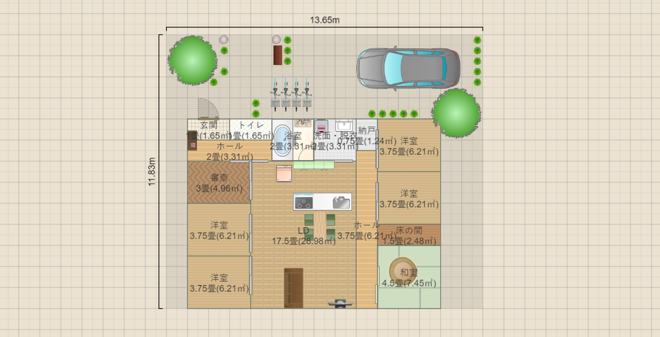 平屋27坪(12x9)