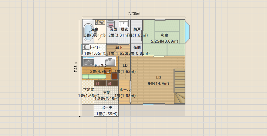 南西玄関 東南階段