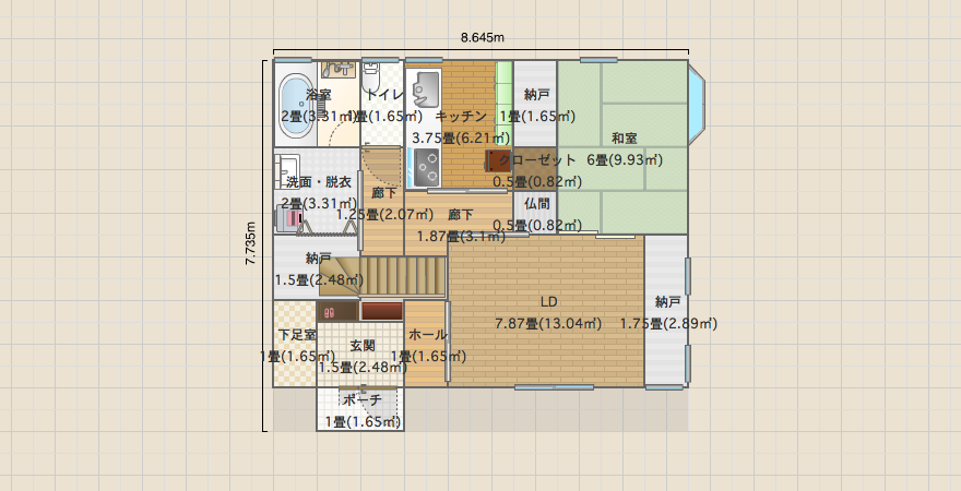 北キッチン 西階段1