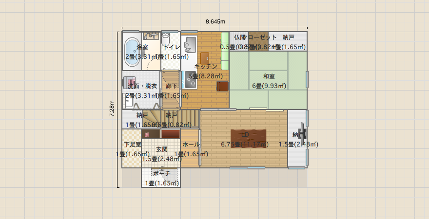 北キッチン 西階段2