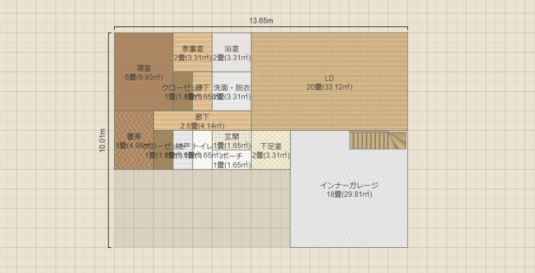 インナーガレージ付き2階建て 玄関北向き①