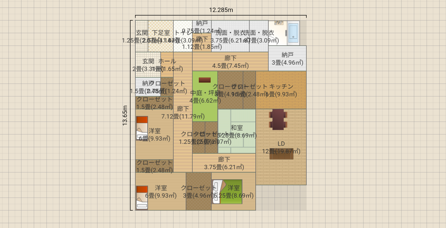 平屋/4LDK 中庭付