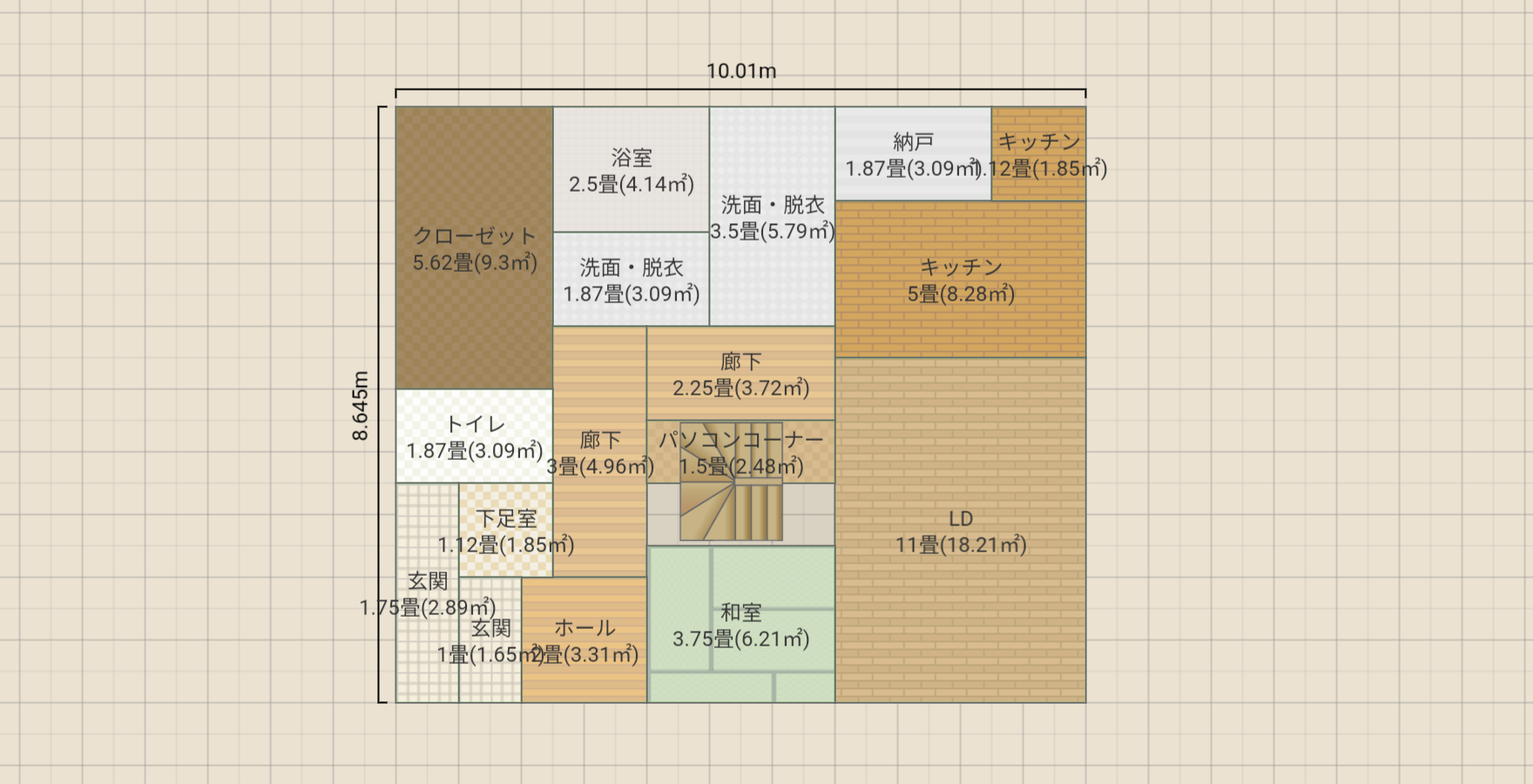 2階建/4LDK(和室の上が中2階でPCスペース)