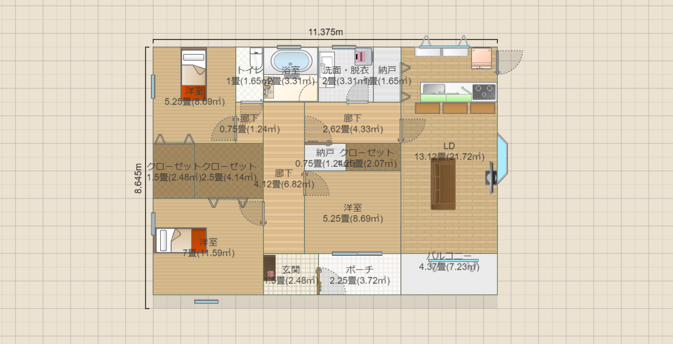 平屋 3LDK 1