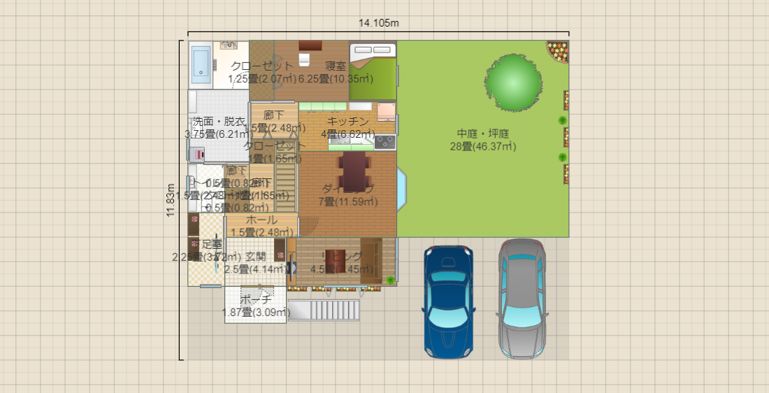 北西角地 建坪41坪 庭付き!