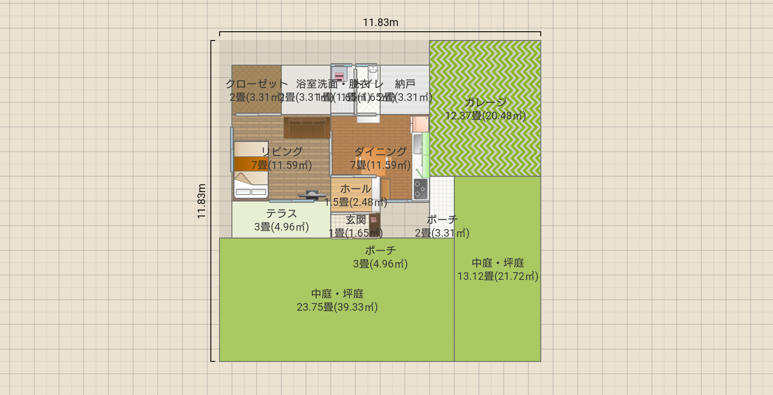 1DK+屋根裏