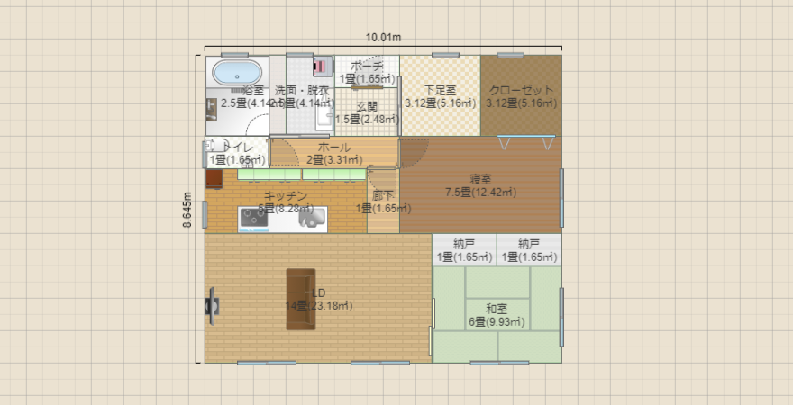 2LDK真四角