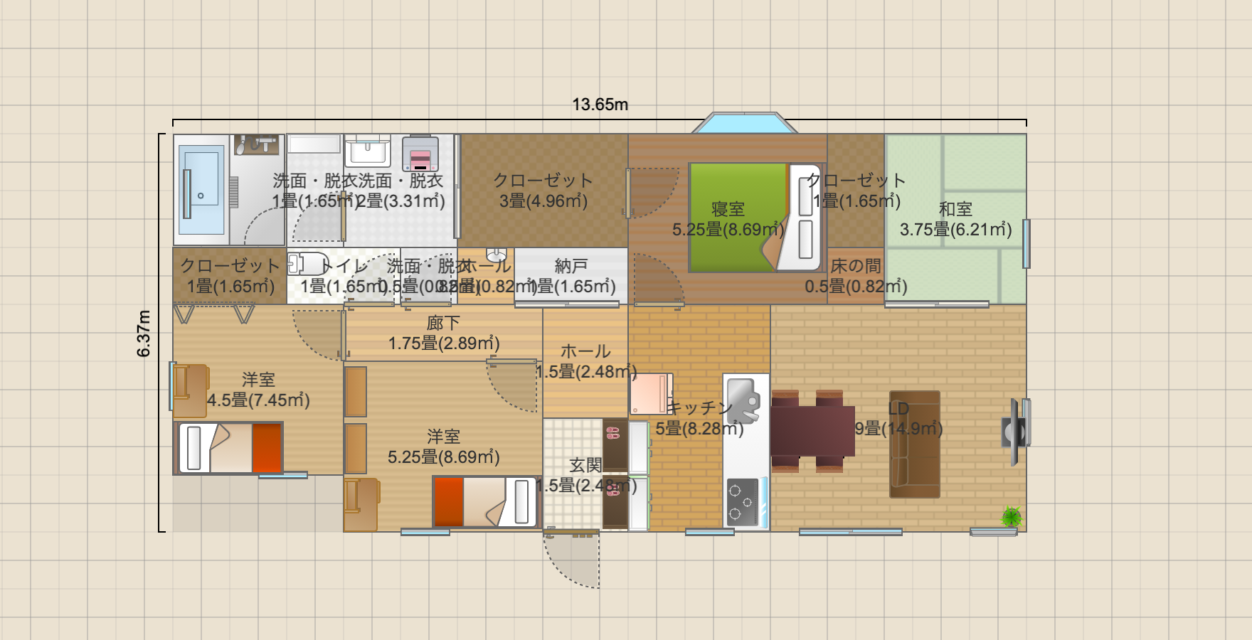 平屋 25坪 4LDK