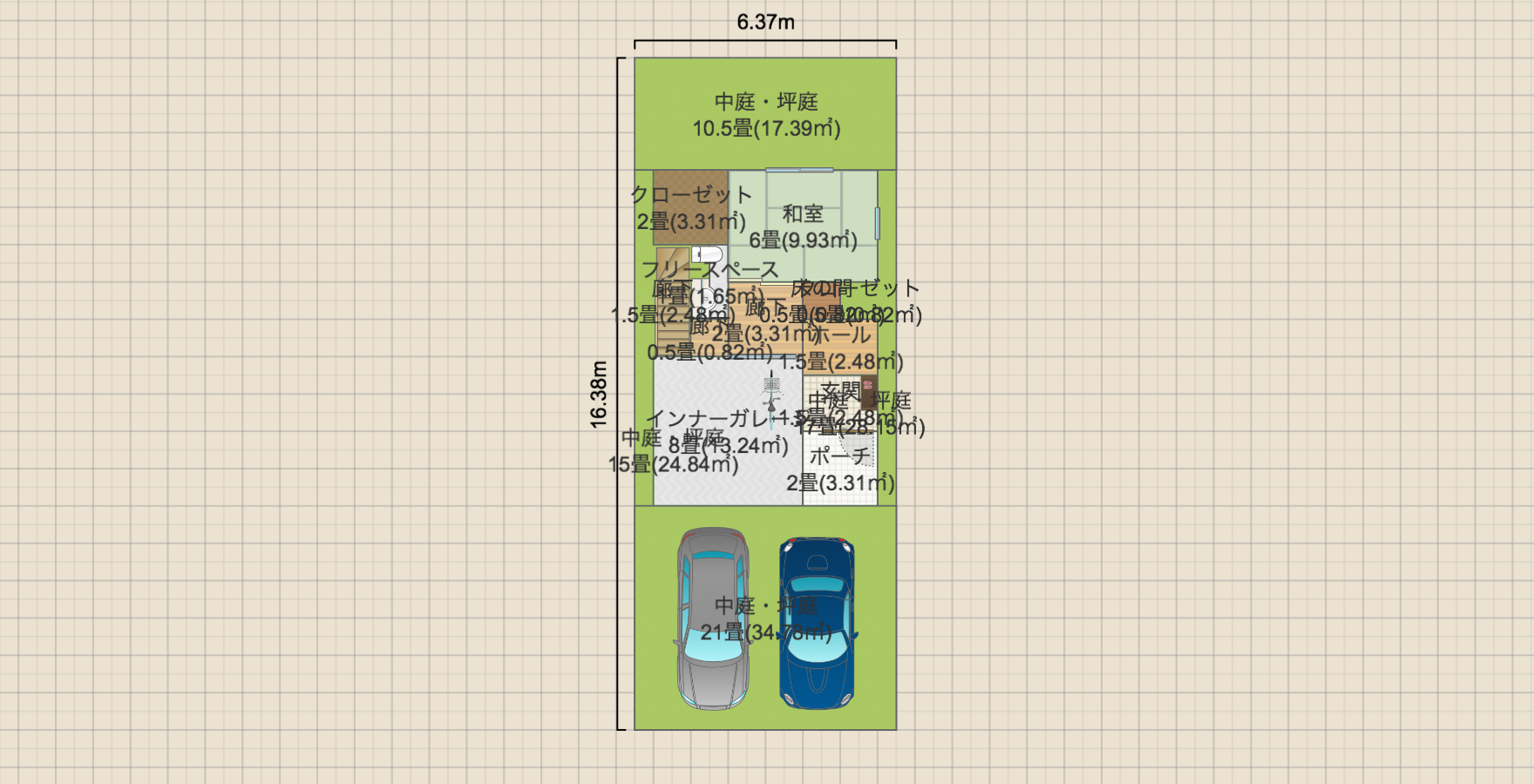 3階建てインナーガレージ