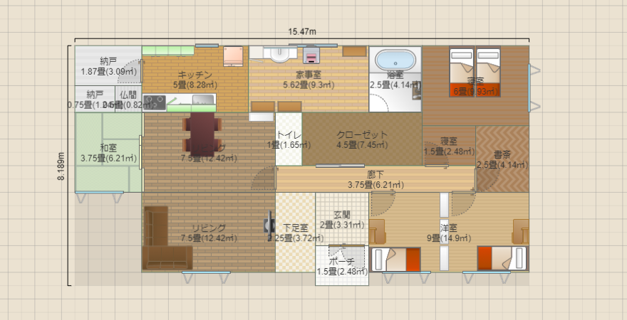 平屋案 四人家族構想