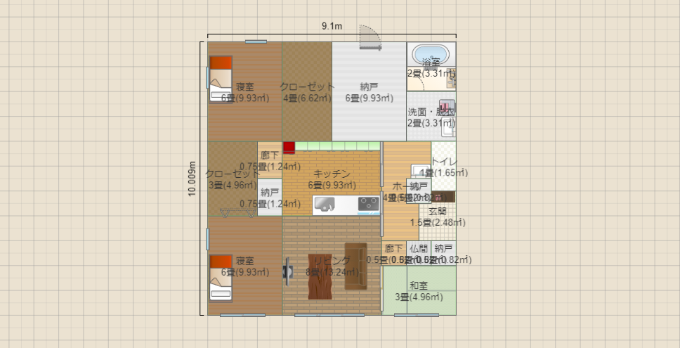28坪 東 2LK 収納多
