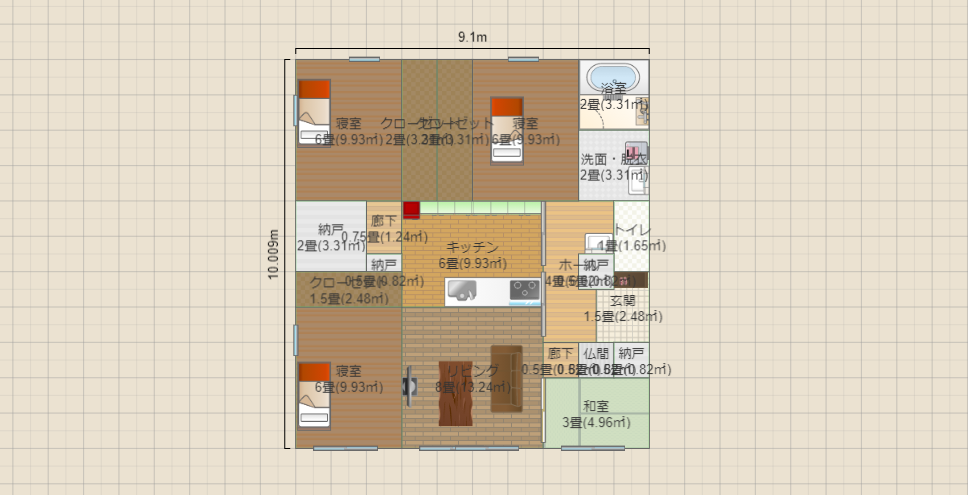 28坪 東 4LK 収納多