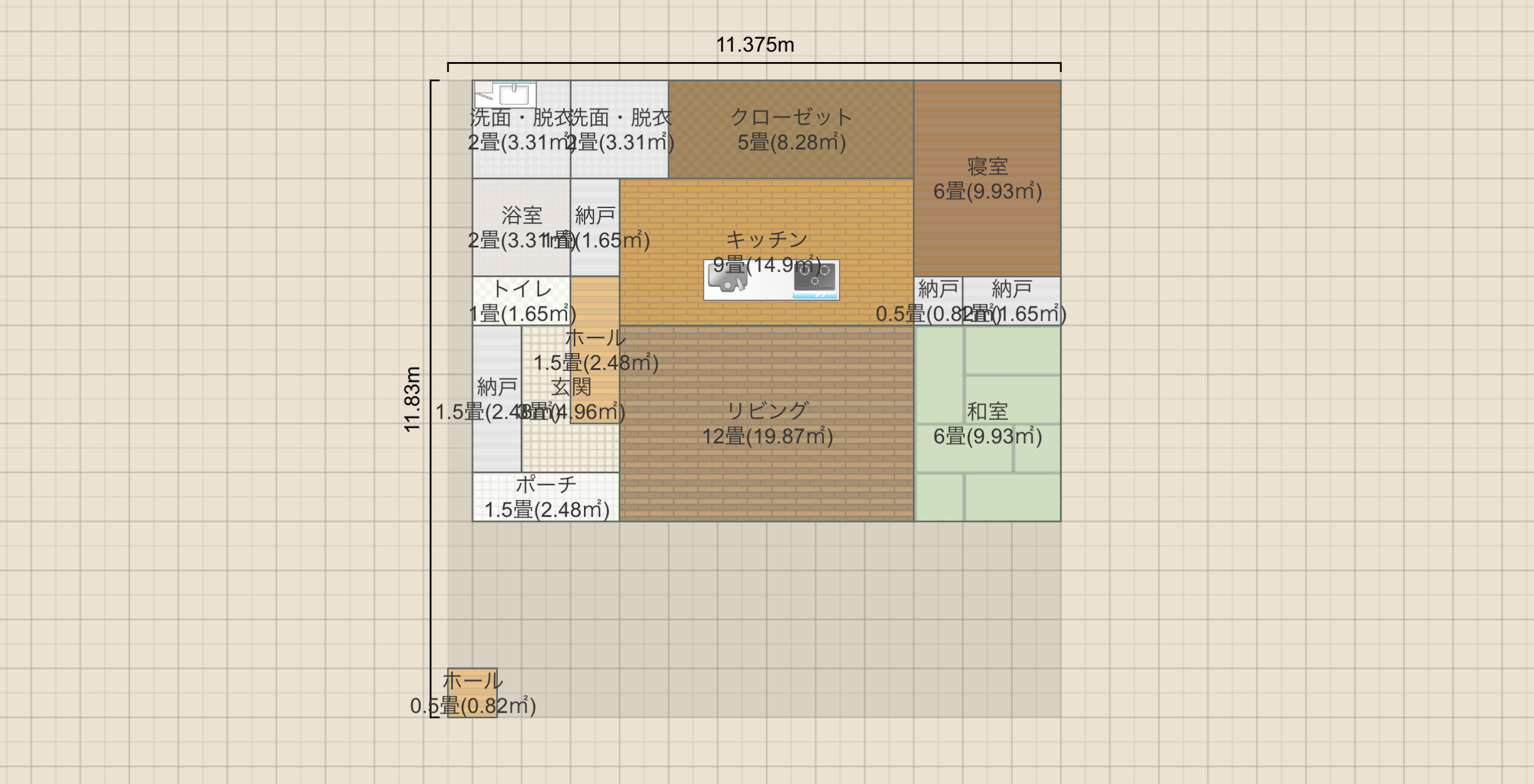 ③平屋 27坪(9×12)