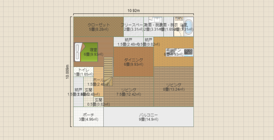 ②平屋 27坪(9×12)キッチン東