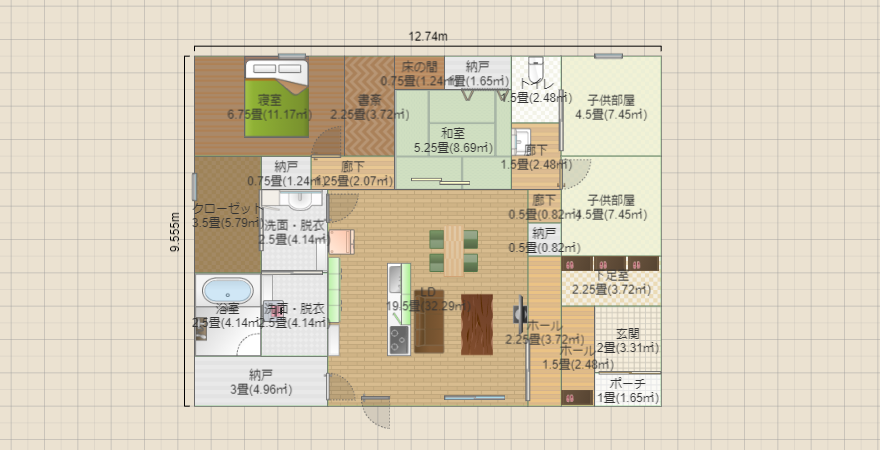 36.7坪(1階のみ&寝室北)