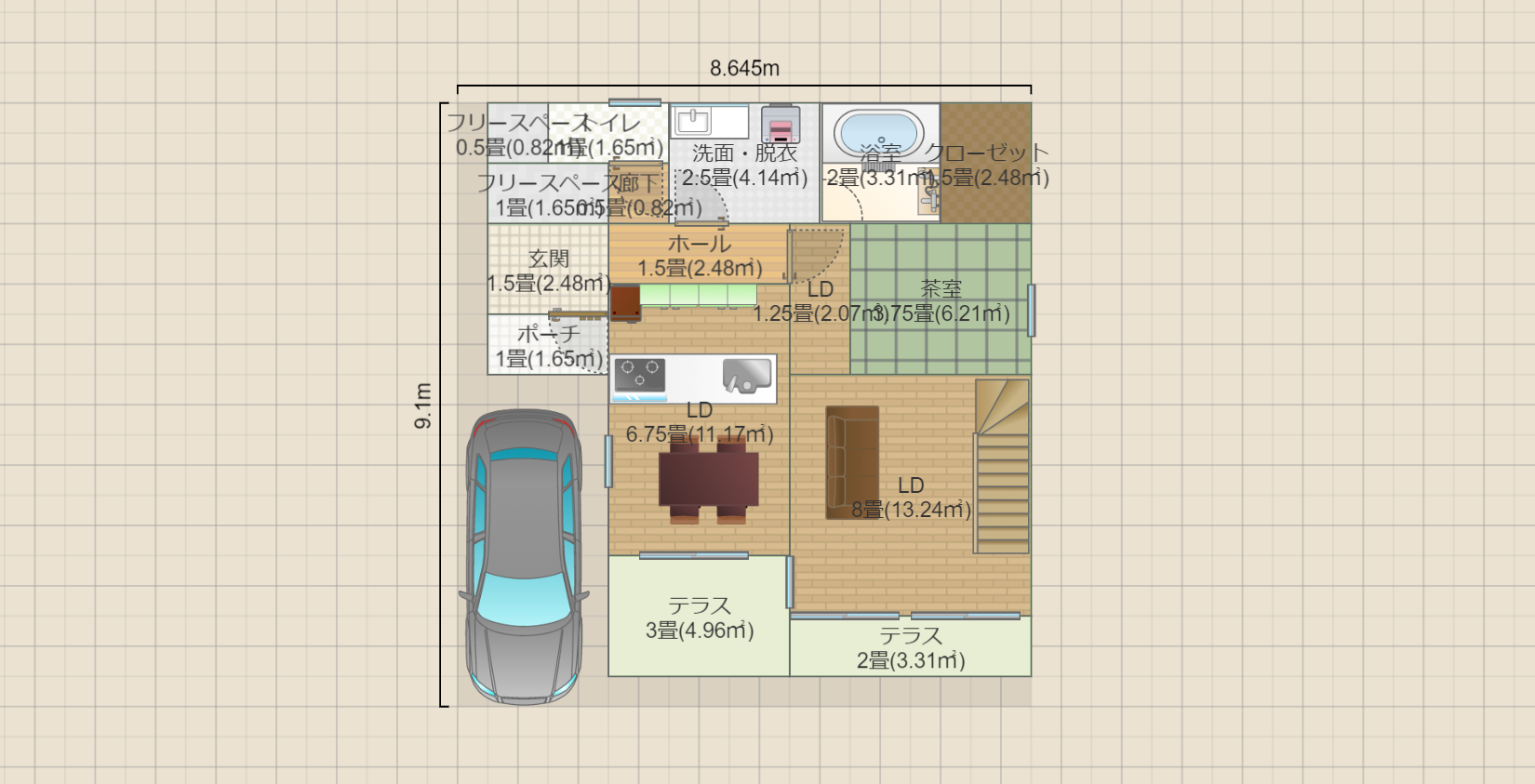 南玄関(延べ床96.88㎡)