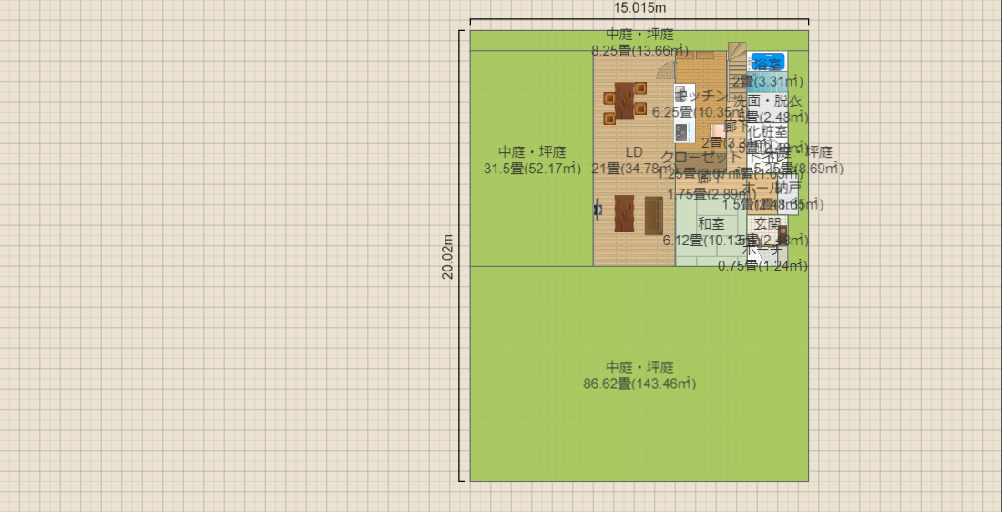 C区画 2階建て 縦長