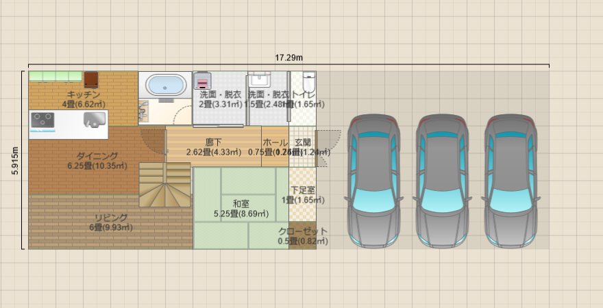 書斎2室のある4LDK 32坪