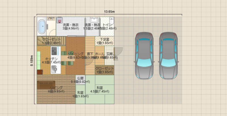 書斎2室のある4LDK 35坪