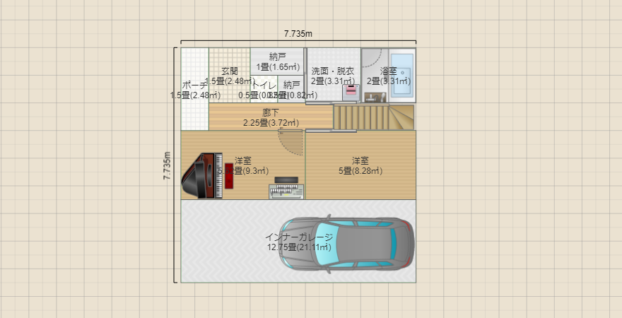 土地20坪5LDK(ピアノ室あり)