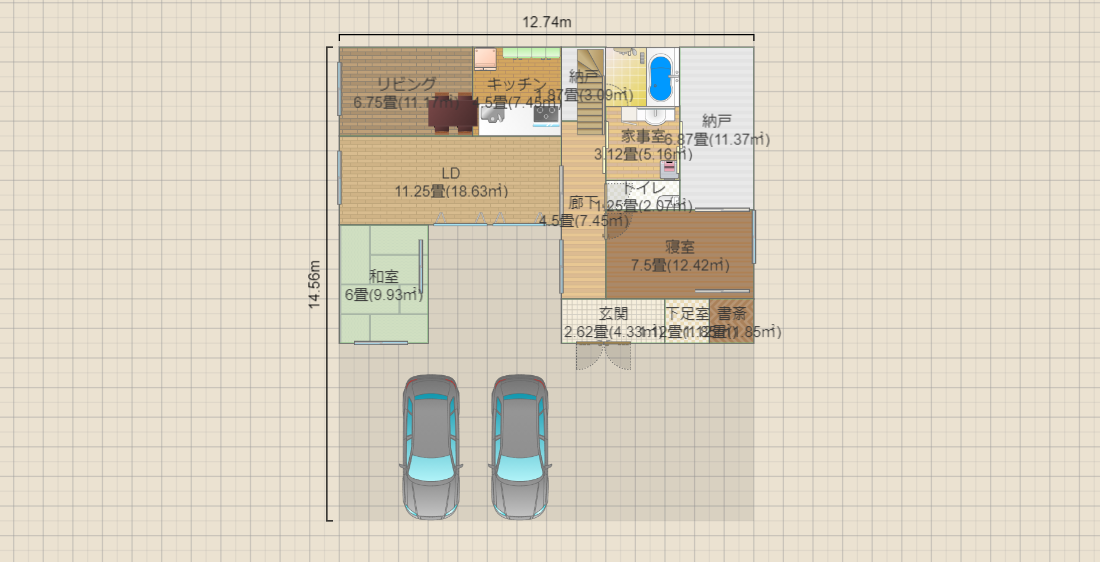 コの字型 2階子供部屋