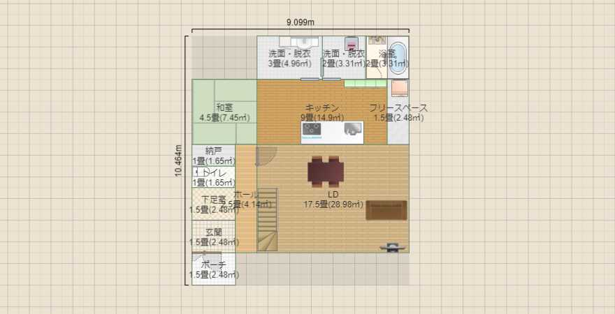 南西入り リビング階段