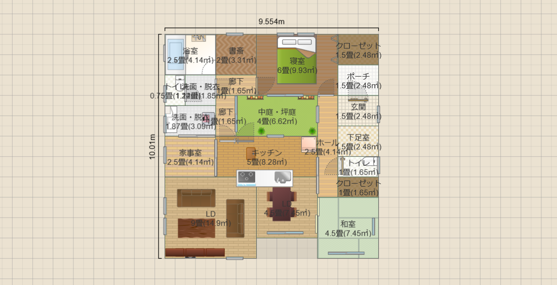 中庭2LDK(19畳)-NBL-和室SE(T2)9.6x10 R4