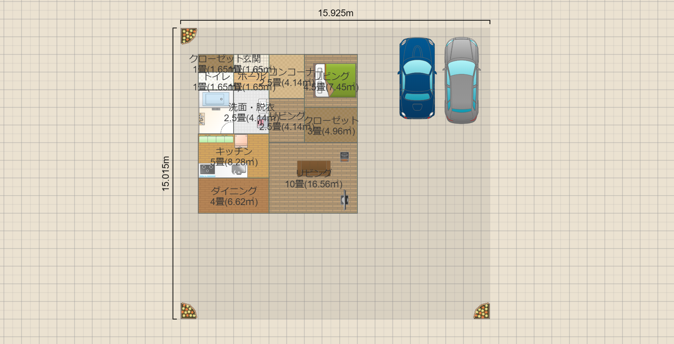 北の景色がよい20坪四角+PCROOM