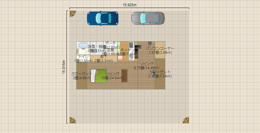 北の景色がよい細長20坪+PCROOM4-2