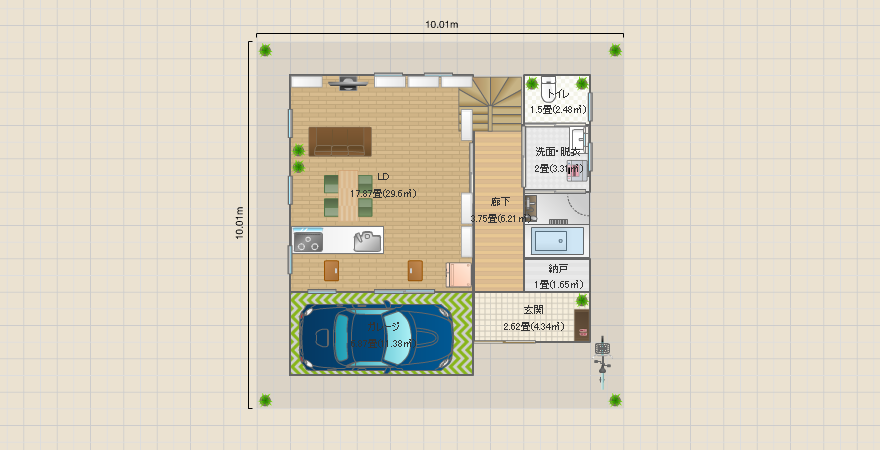 敷地100㎡/建蔽率60%/容積率150%②(クリア)