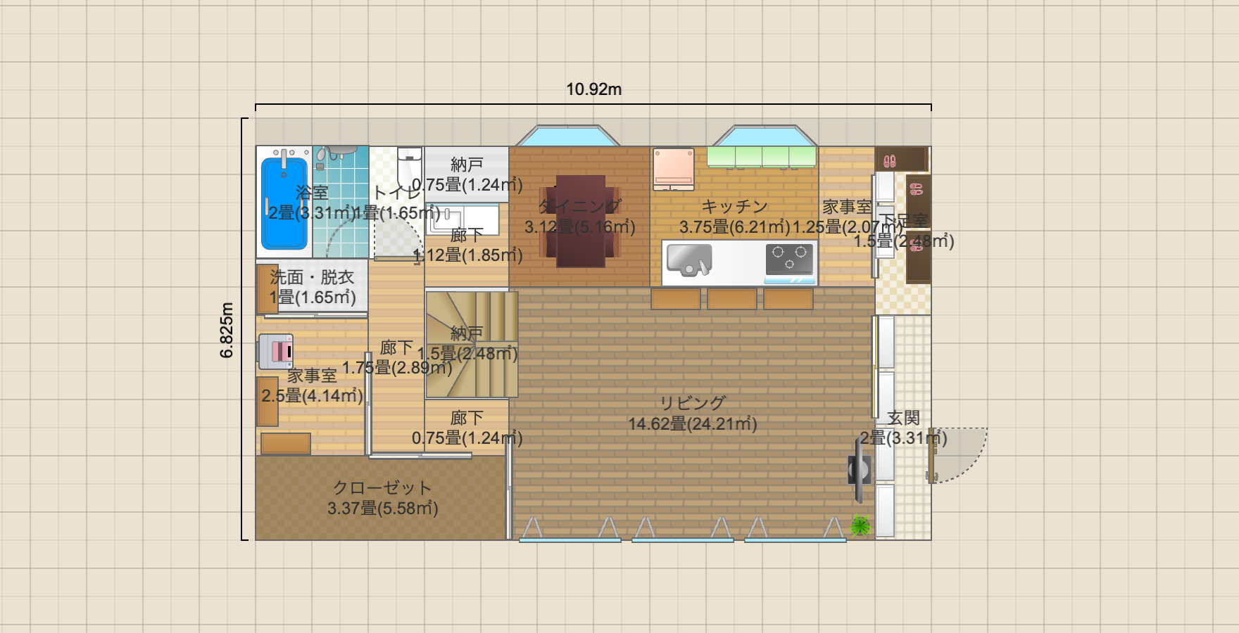 リビング吹抜の2階建