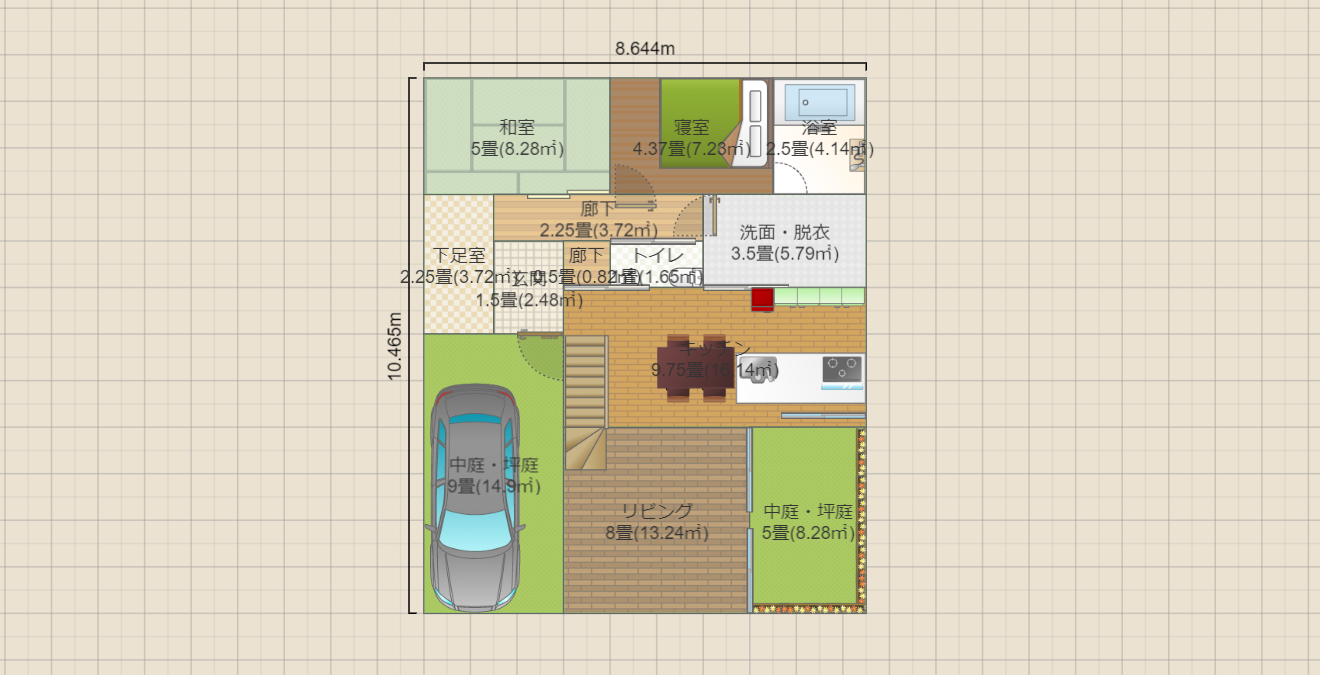 中庭付き 35坪