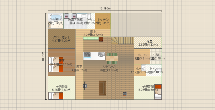 L字 35坪 平屋