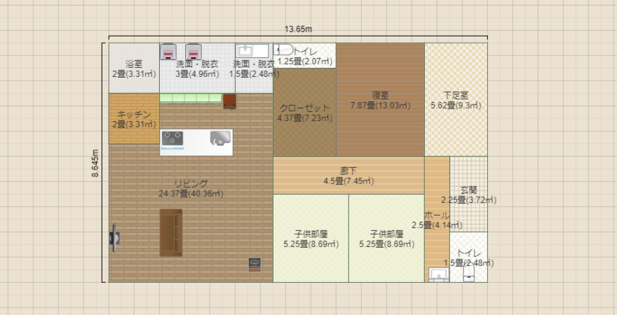 35.6坪 リビング奥